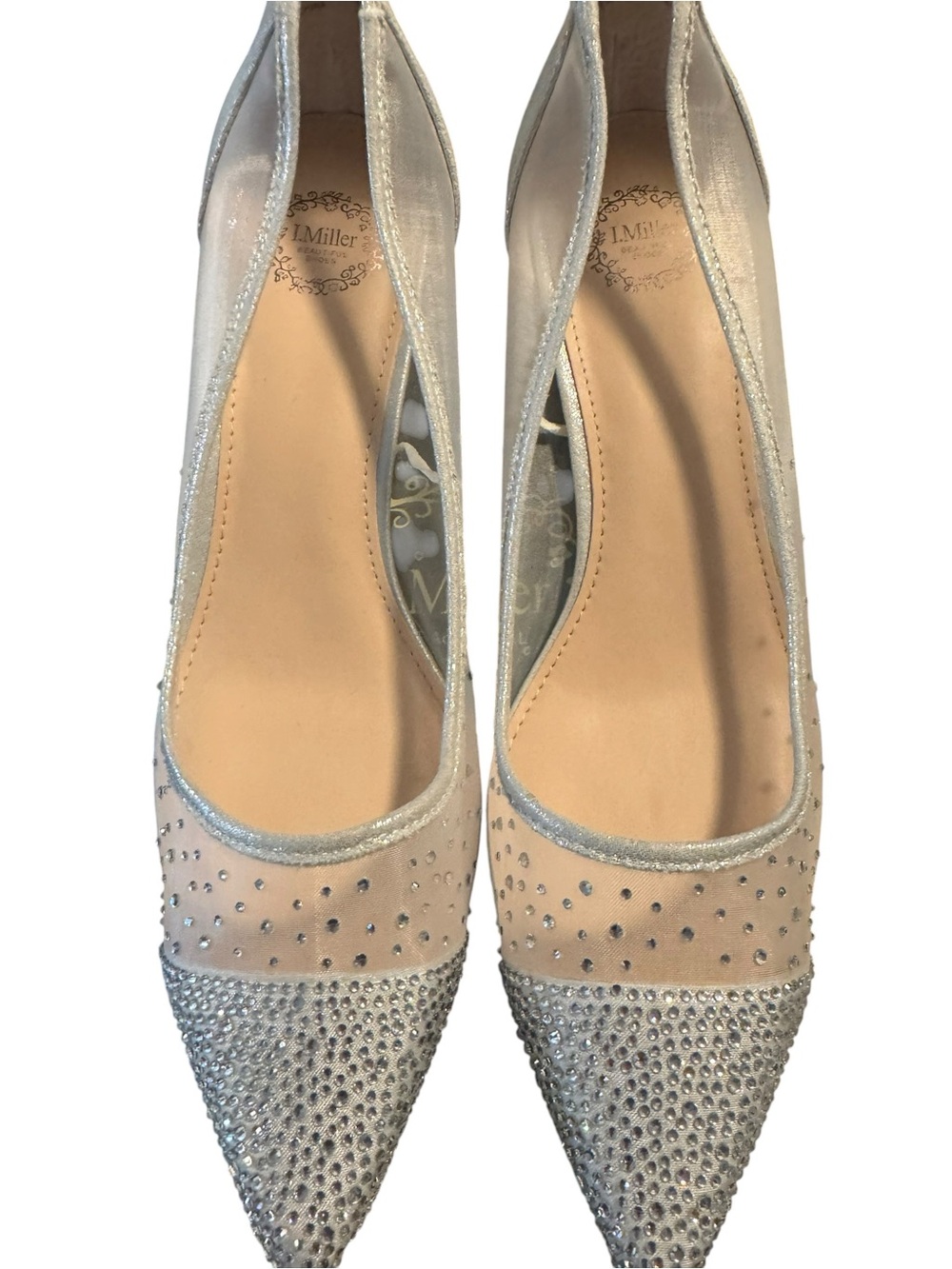 I Miller  Silver Rhinestone Pointed Toe Flats - Picture 2 of 6